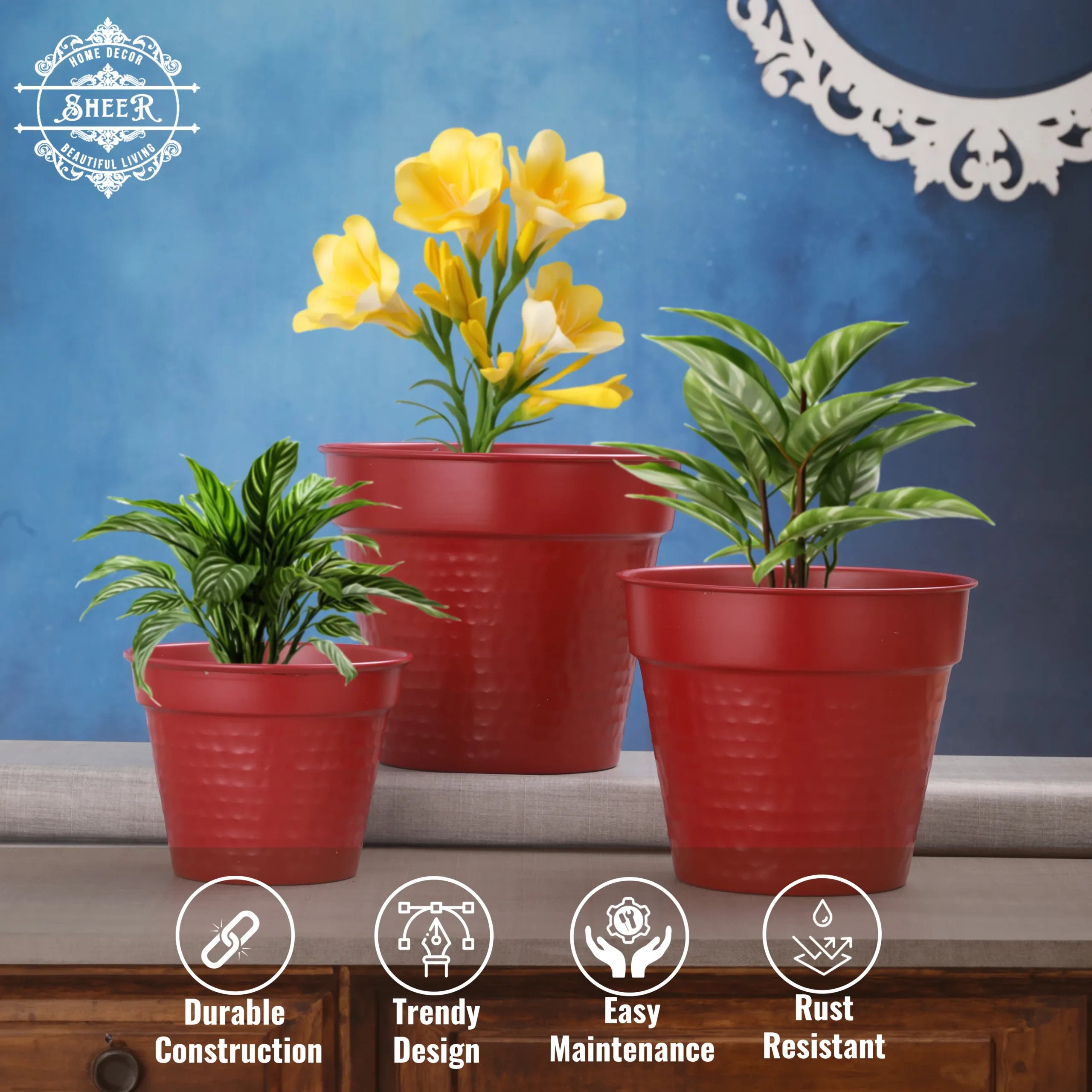 Ravya Red – Set of 3 Planters