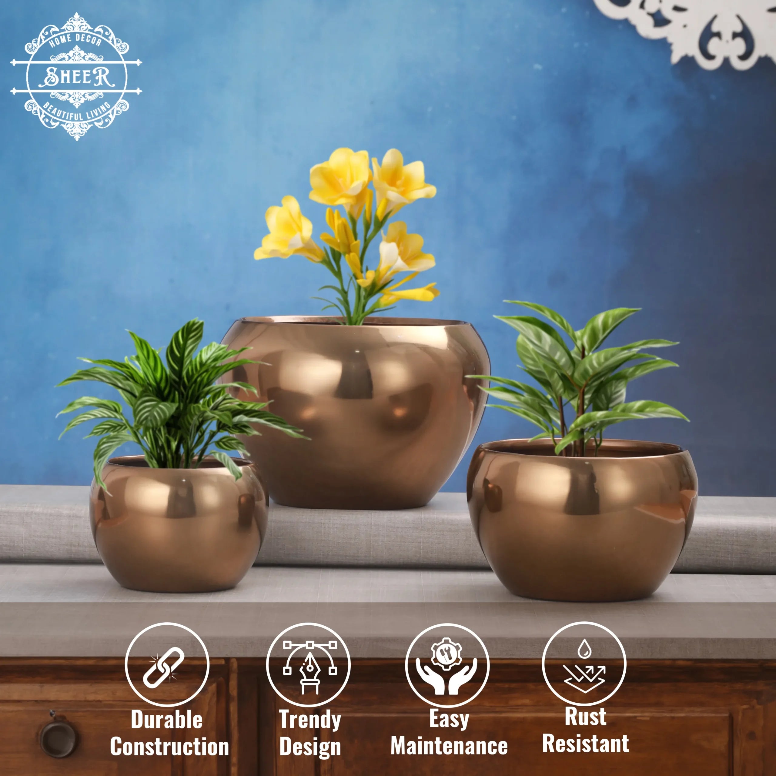 Tamaara Taal – Bronze Planter (Set of 3)