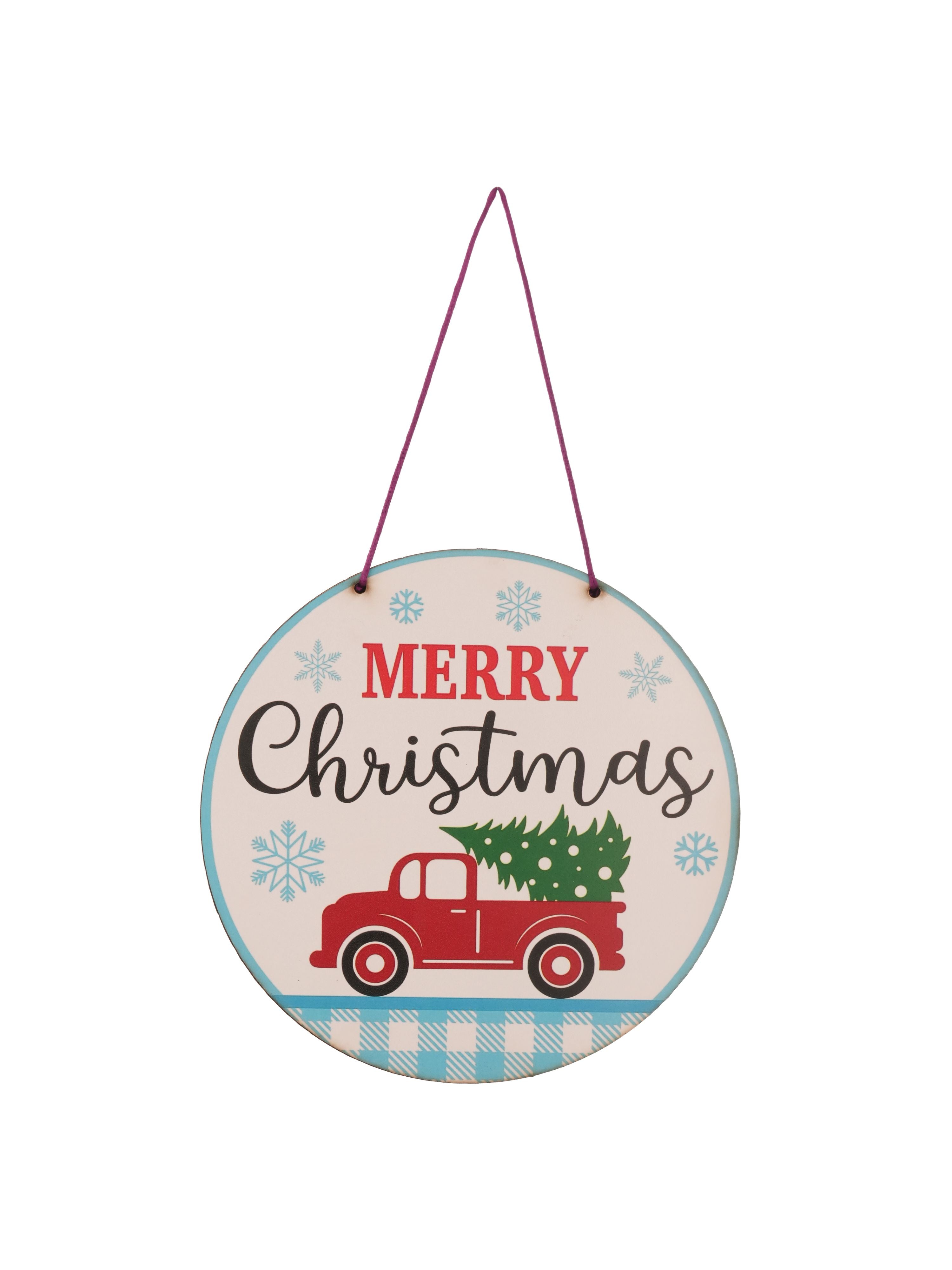 Merry Christmas Round MDF Wall Hanging Décor