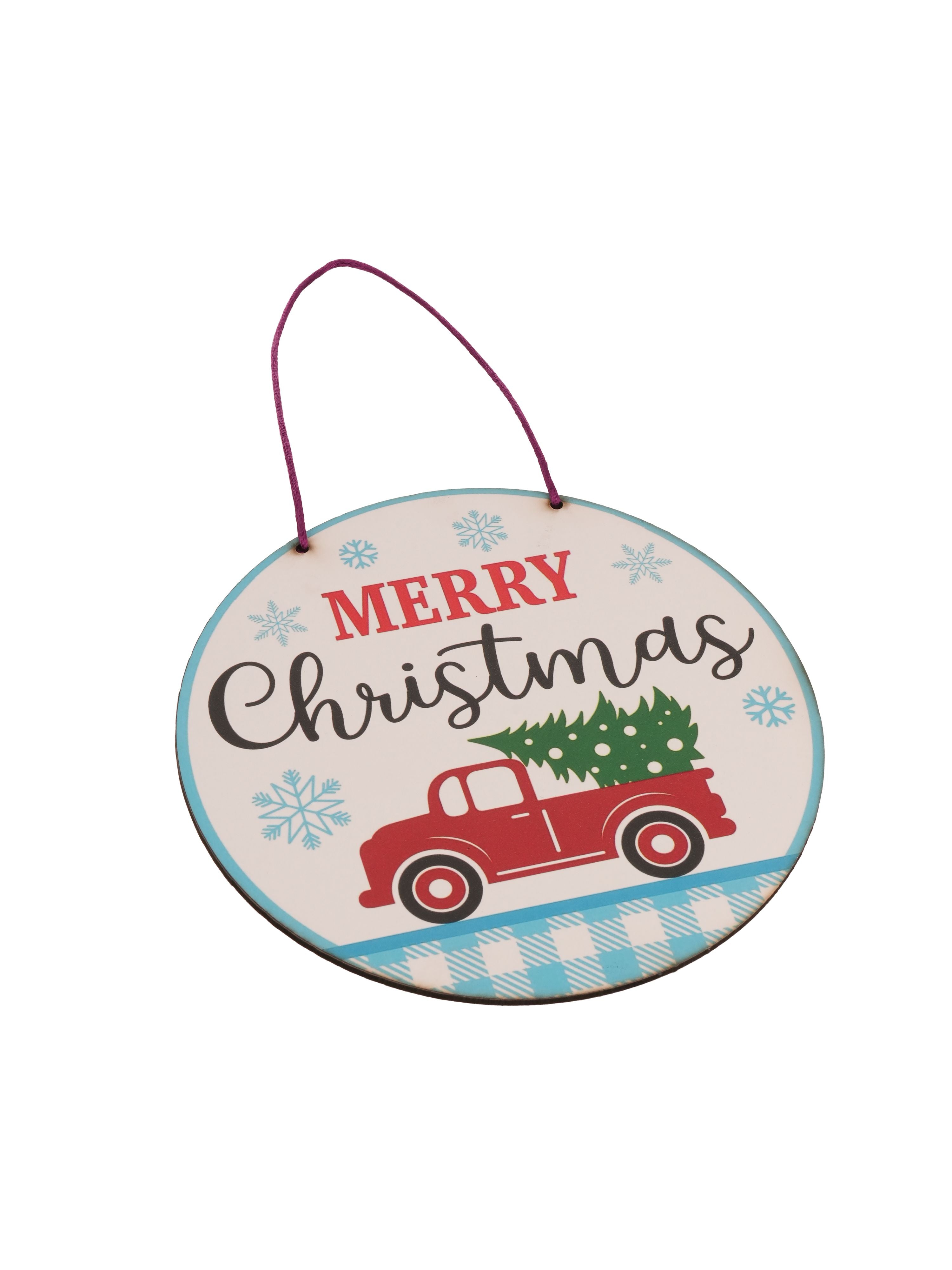 Merry Christmas Round MDF Wall Hanging Décor