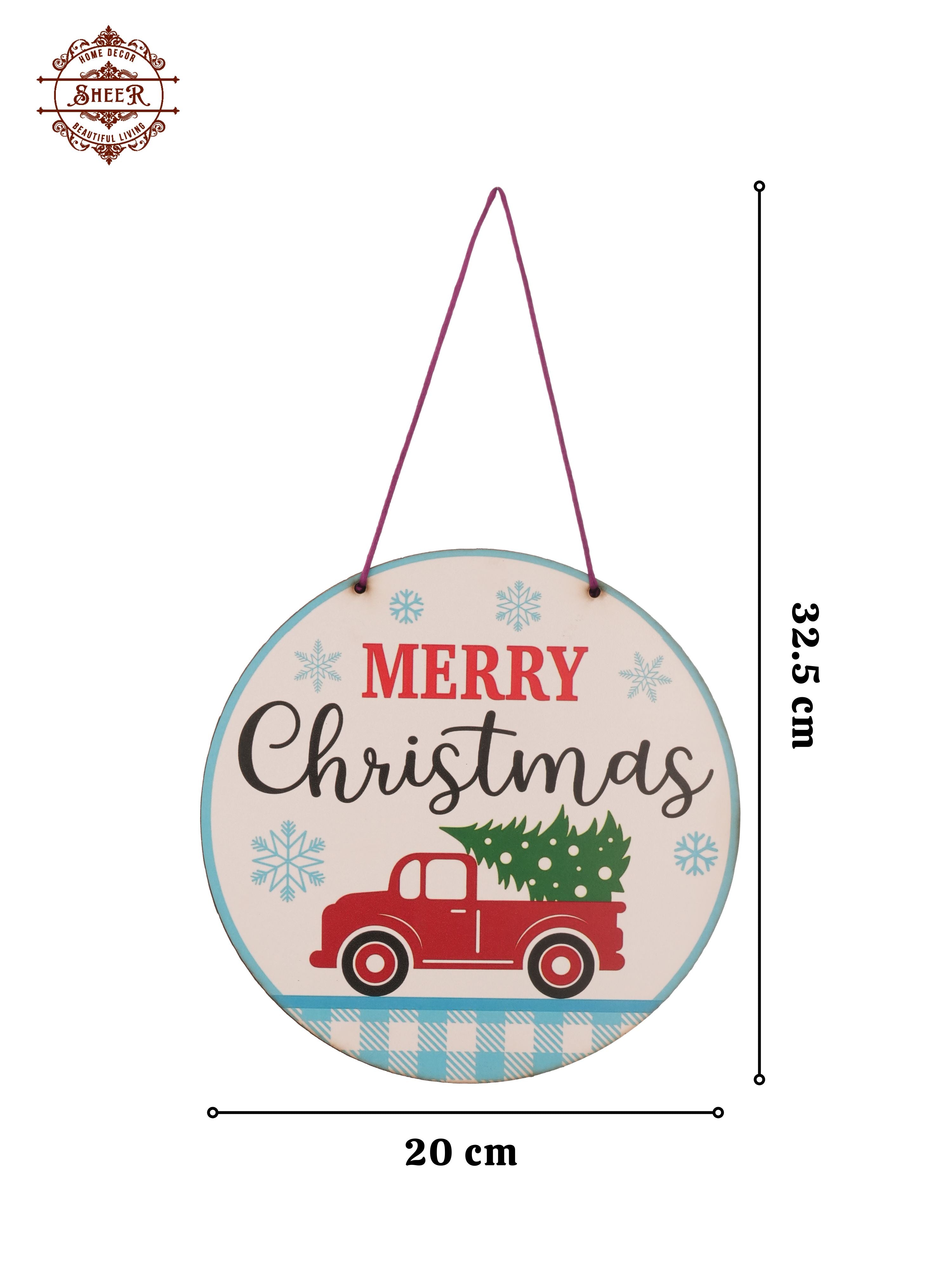 Merry Christmas Round MDF Wall Hanging Décor