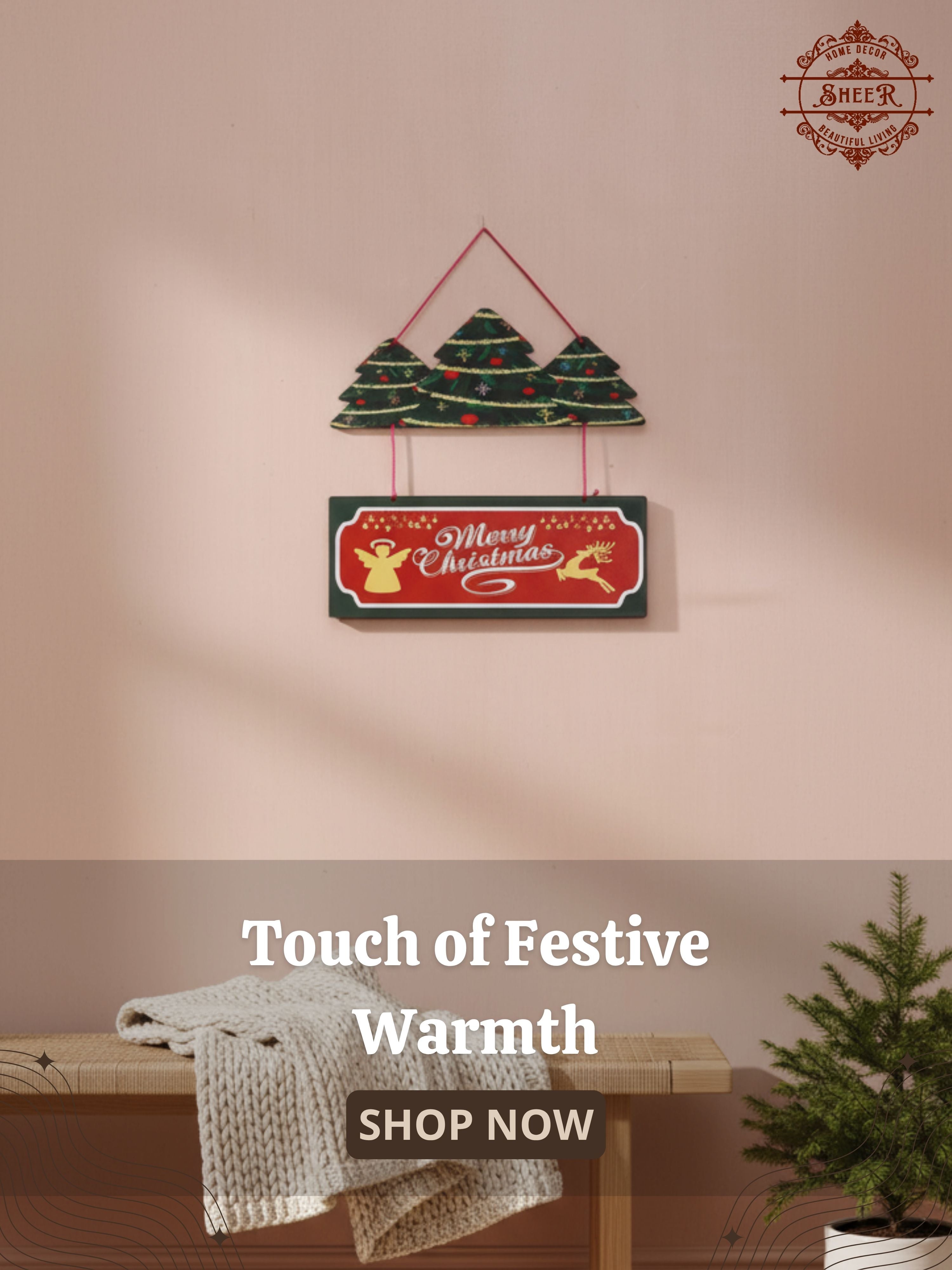 Merry Christmas Tree MDF Wall Hanging Décor