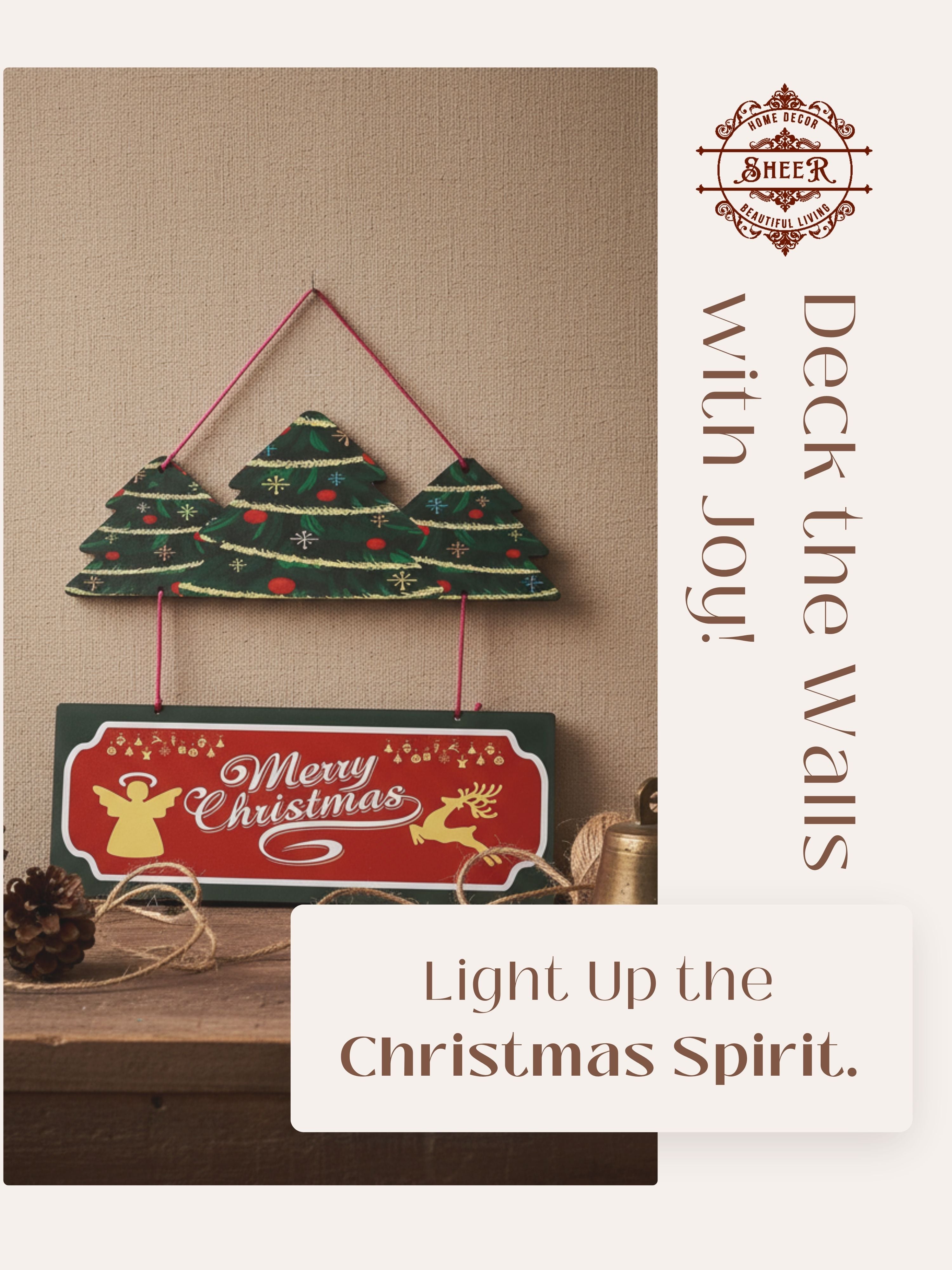 Merry Christmas Tree MDF Wall Hanging Décor