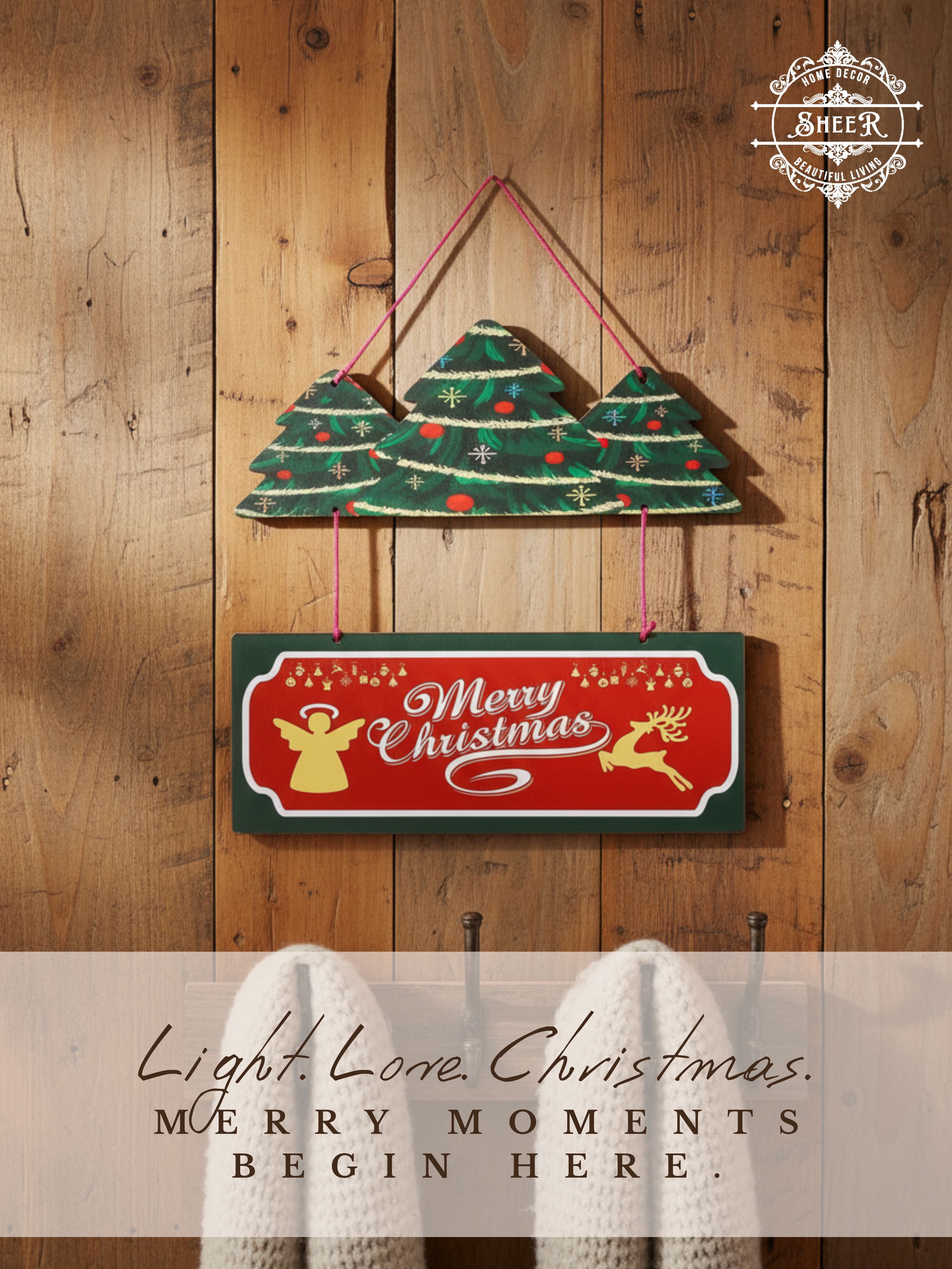 Merry Christmas Tree MDF Wall Hanging Décor