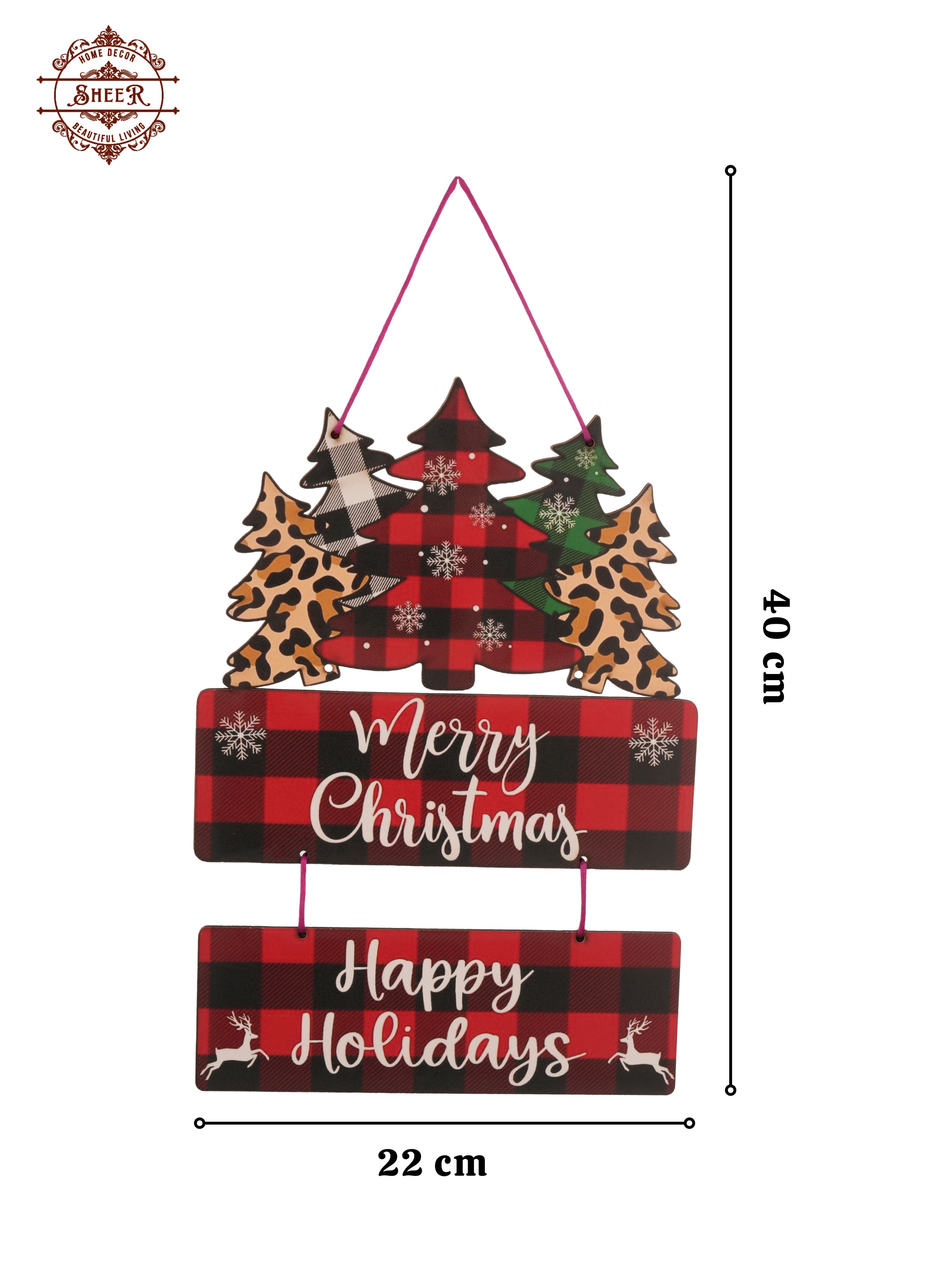Merry Christmas & Happy Holidays MDF Wall Hanging Décor