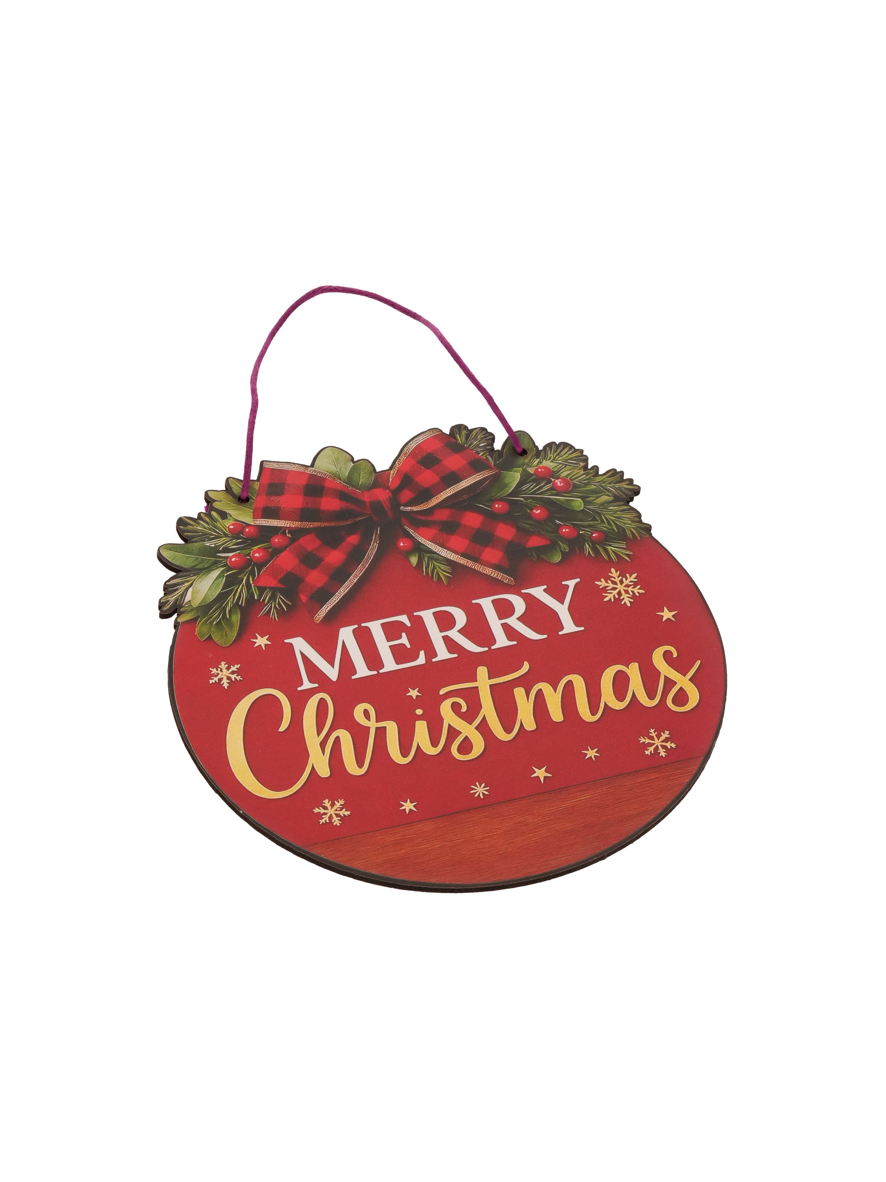 Merry Christmas Cheer Round MDF Wall Hanging Décor