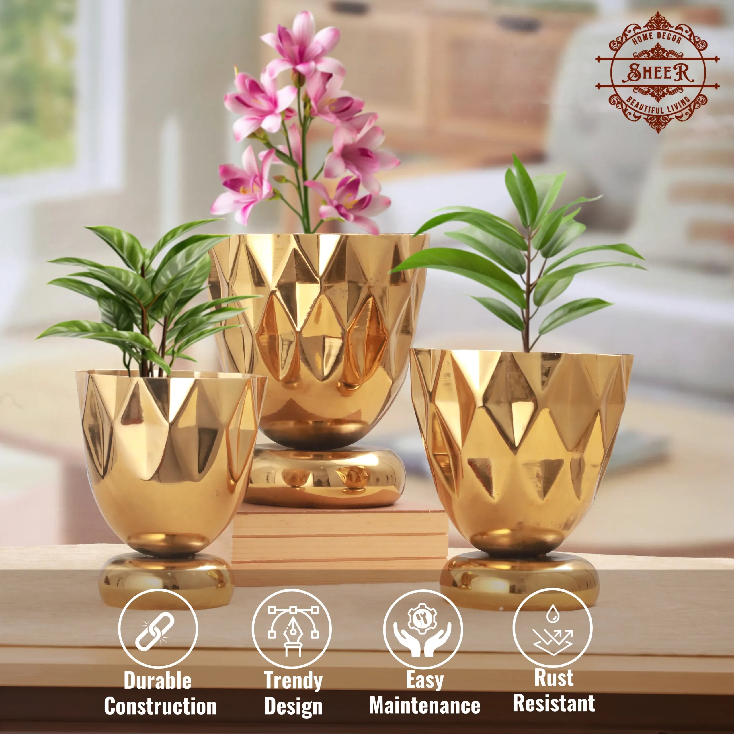 Opulent Diamond Planter Trio