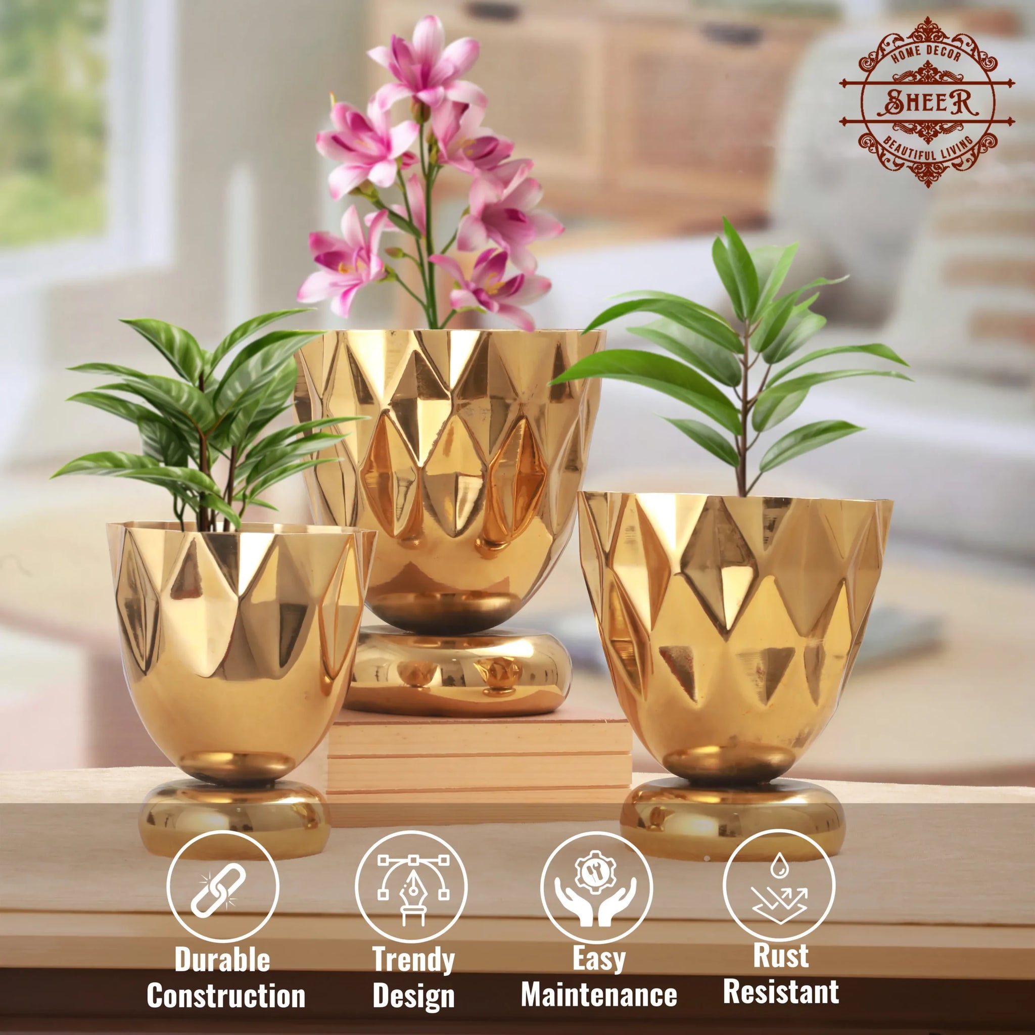 Opulent Diamond Planter Trio