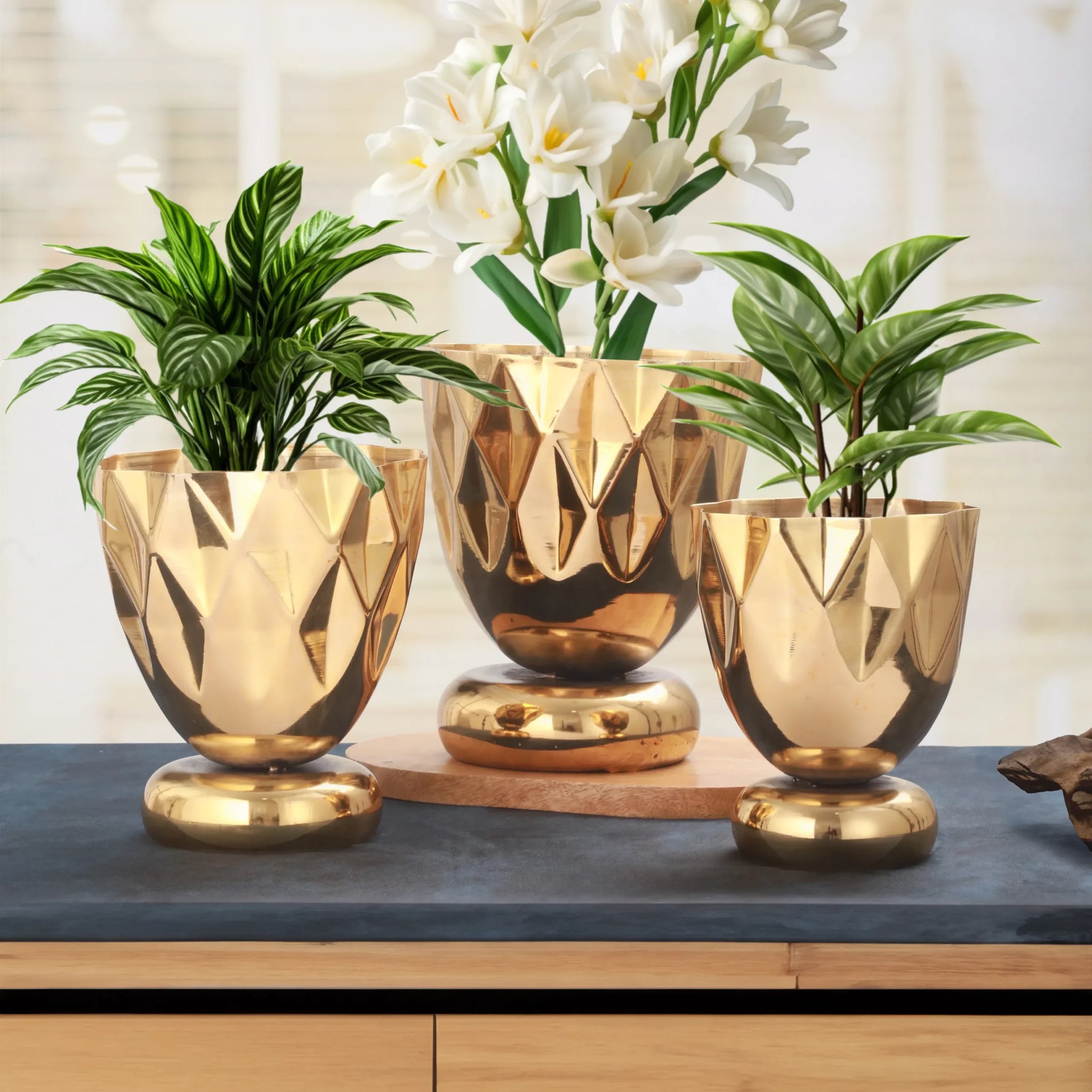 Opulent Diamond Planter Trio