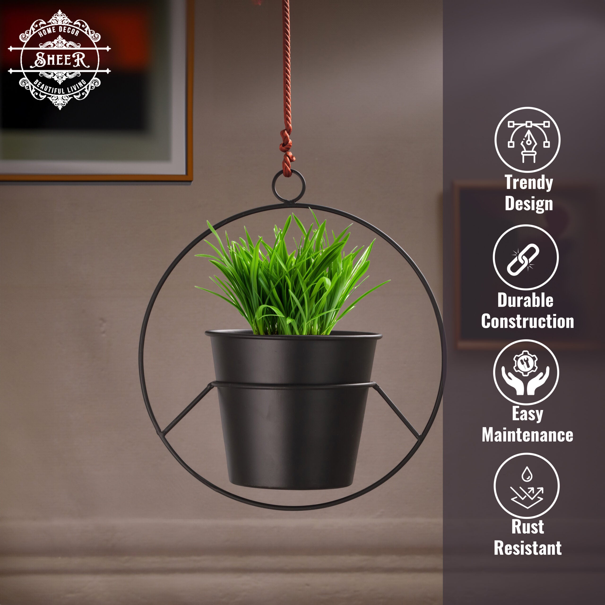 Modern Black Hanging Vase