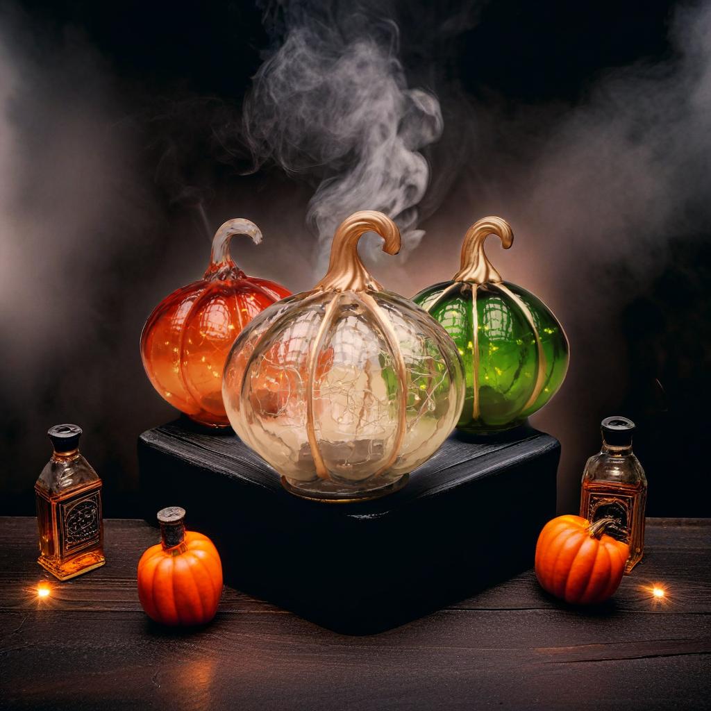 Luminous Glass Pumpkin Décor - Green