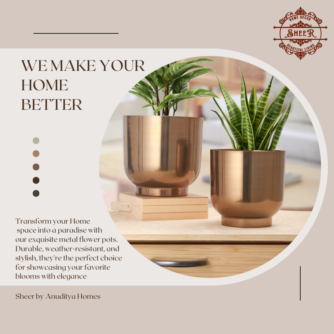 Bronz Metallic Finish Planter Duo – Set of 2