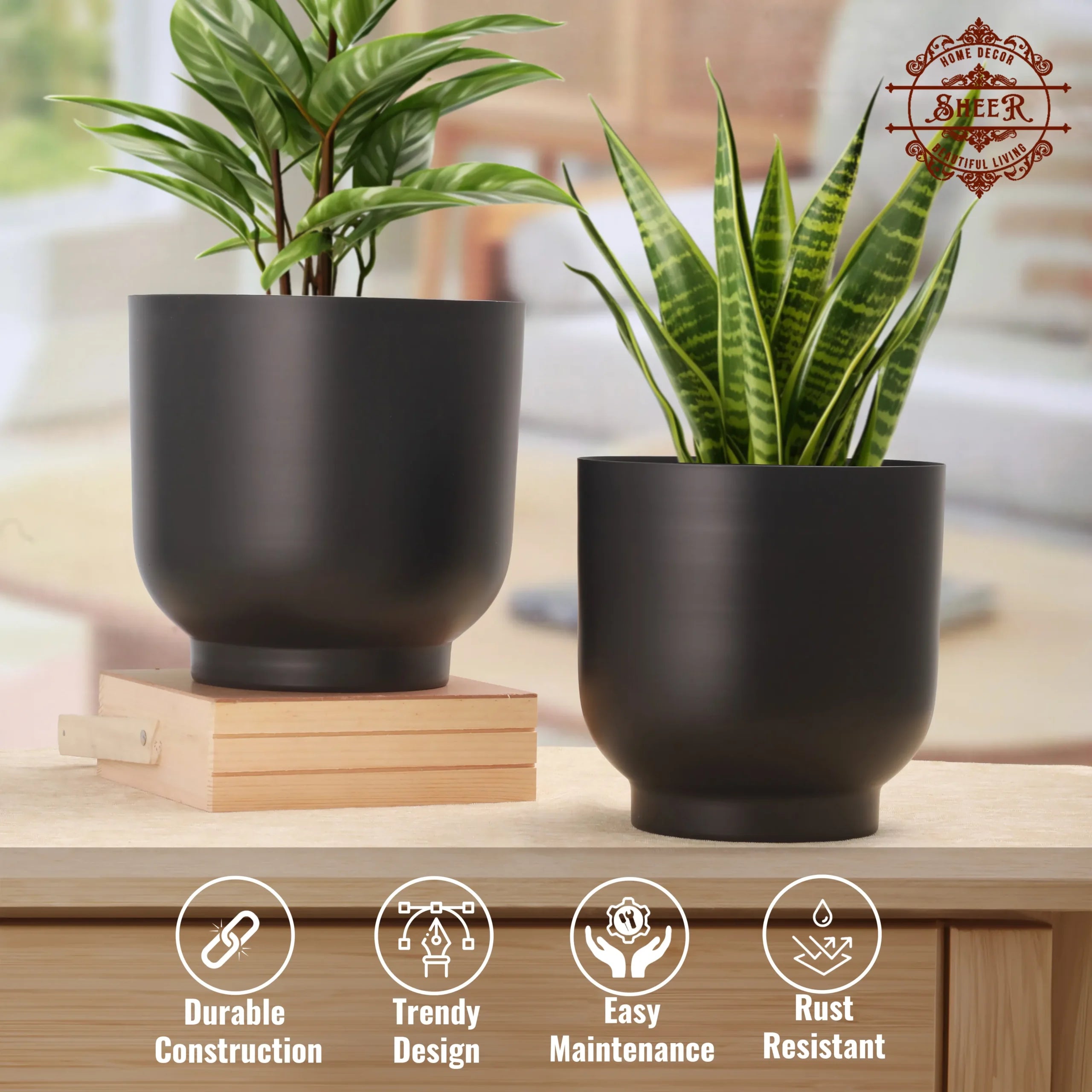 Black Signature Planter Duo – Set of 2