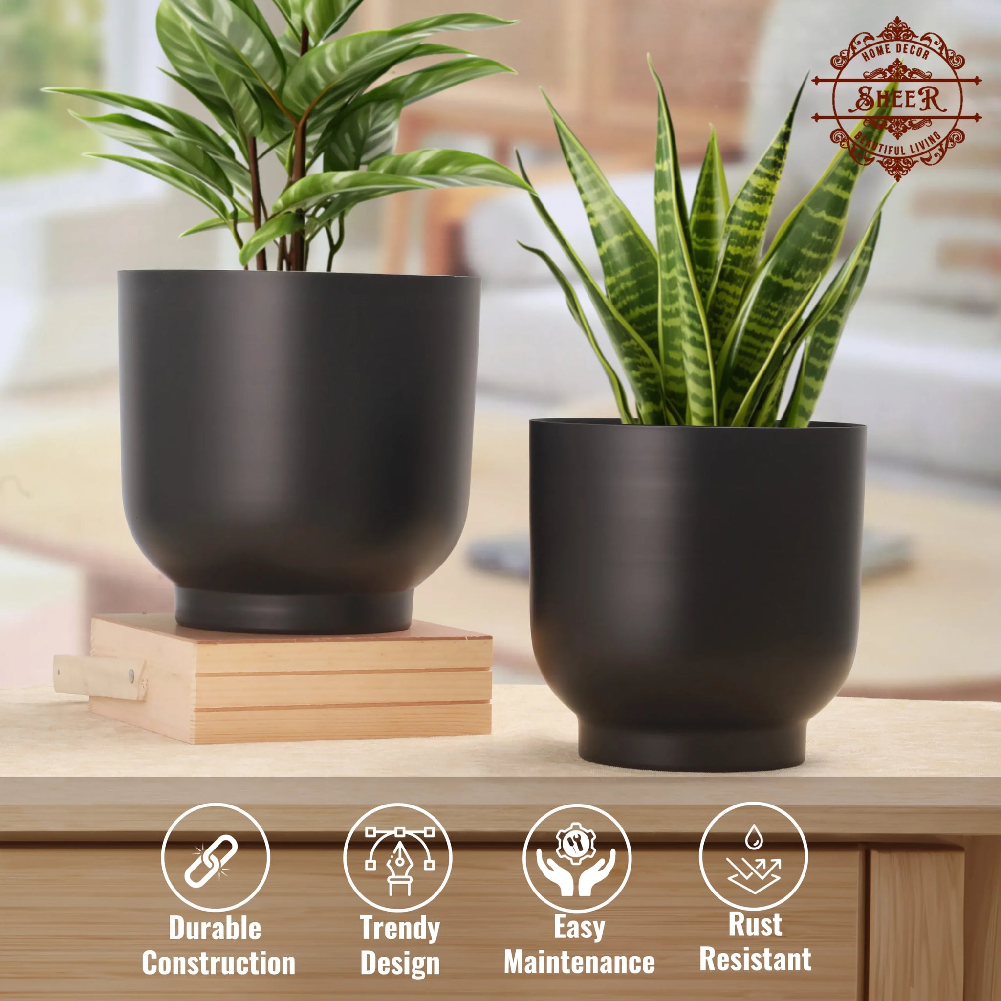Black Signature Planter Duo – Set of 2