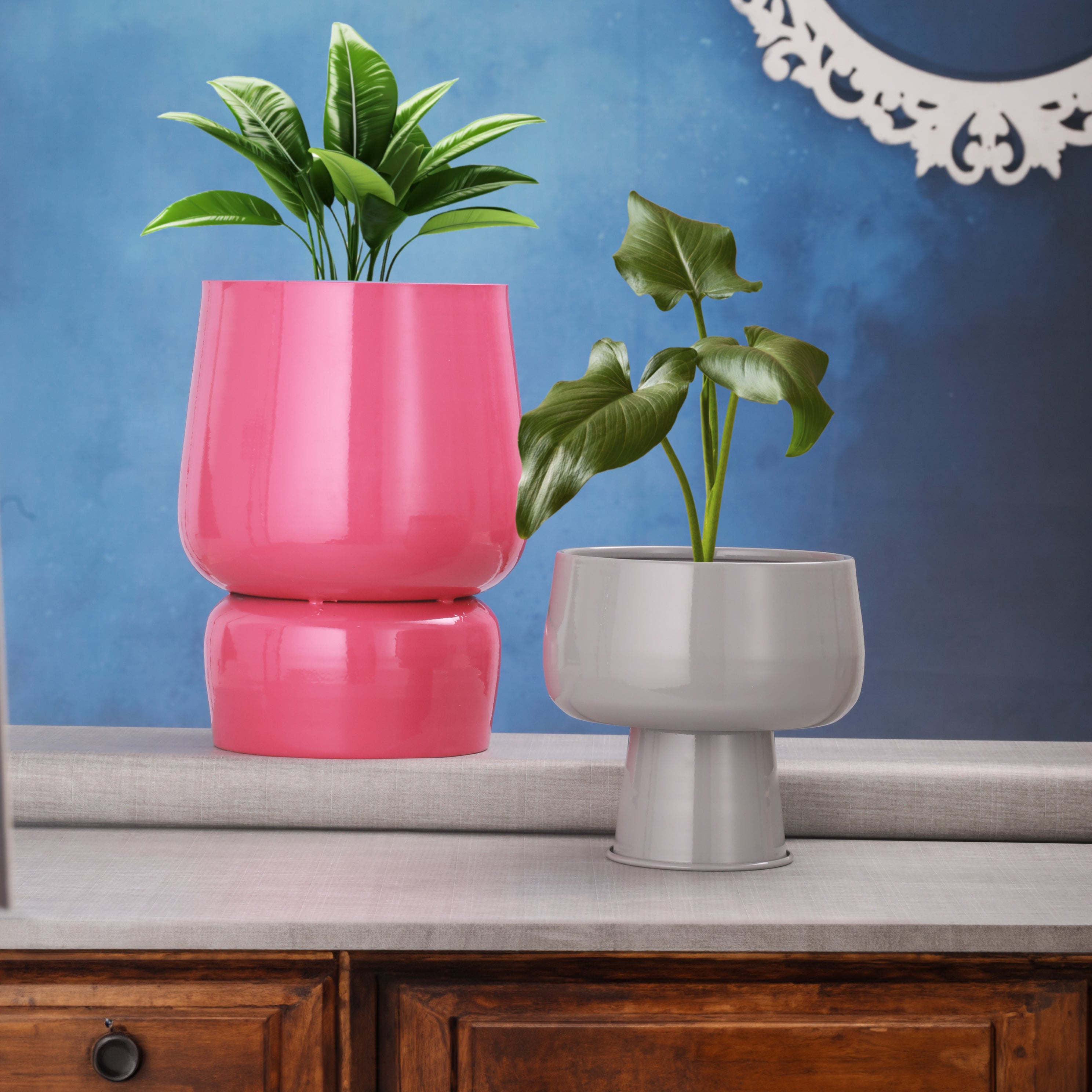 Blush Duo Pedestal Planter