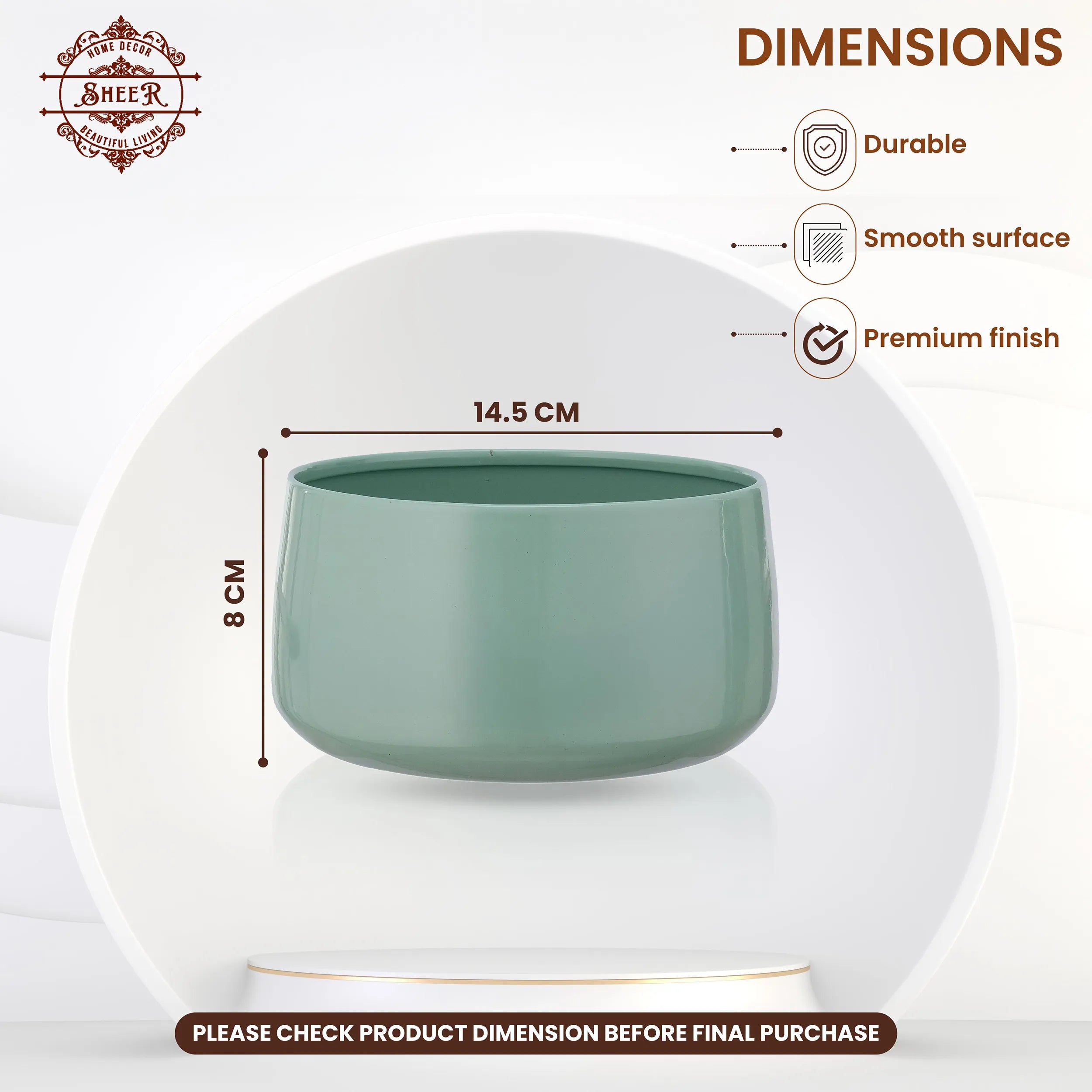 Aqua Mist Metal Small Planter Pot