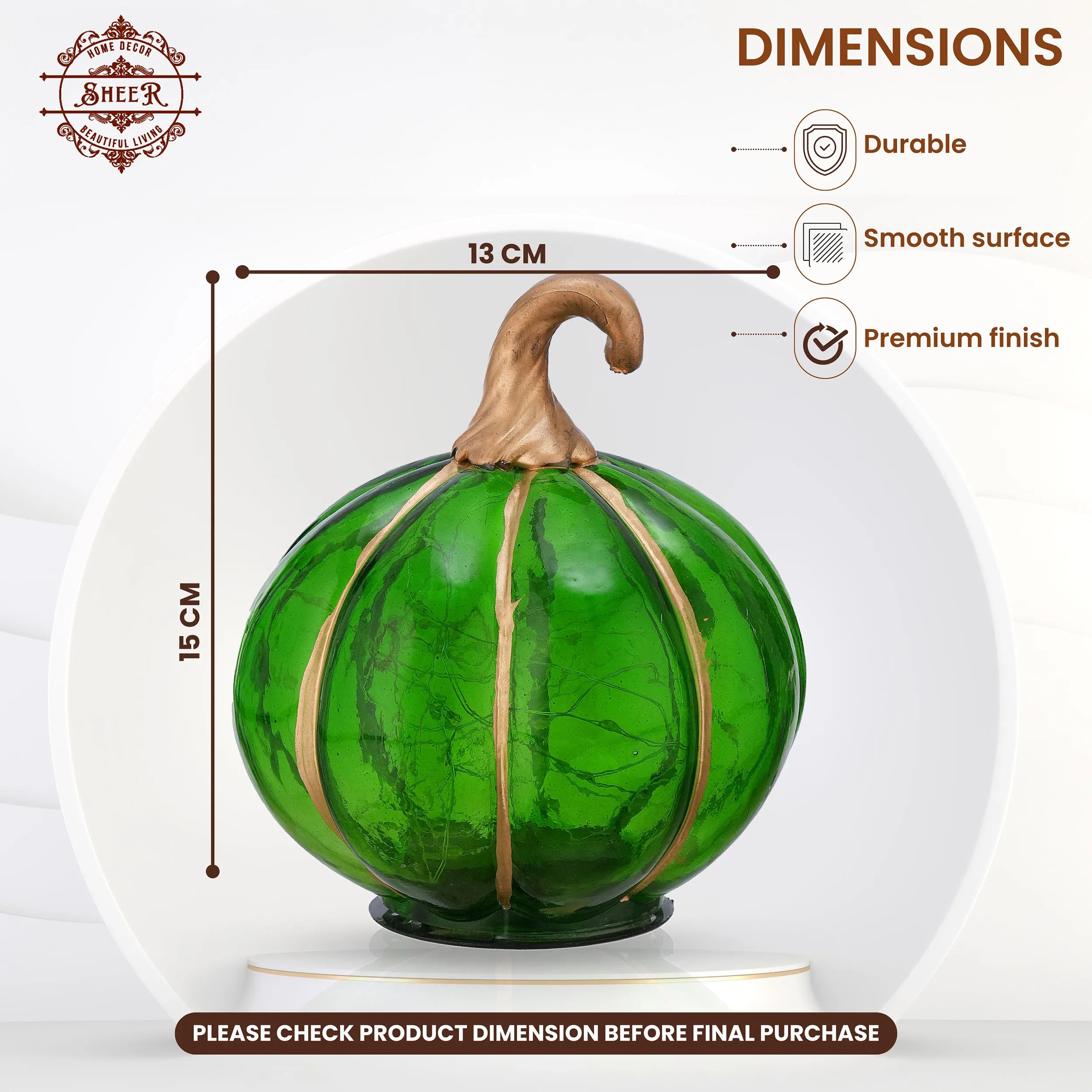 Luminous Glass Pumpkin Décor - Green