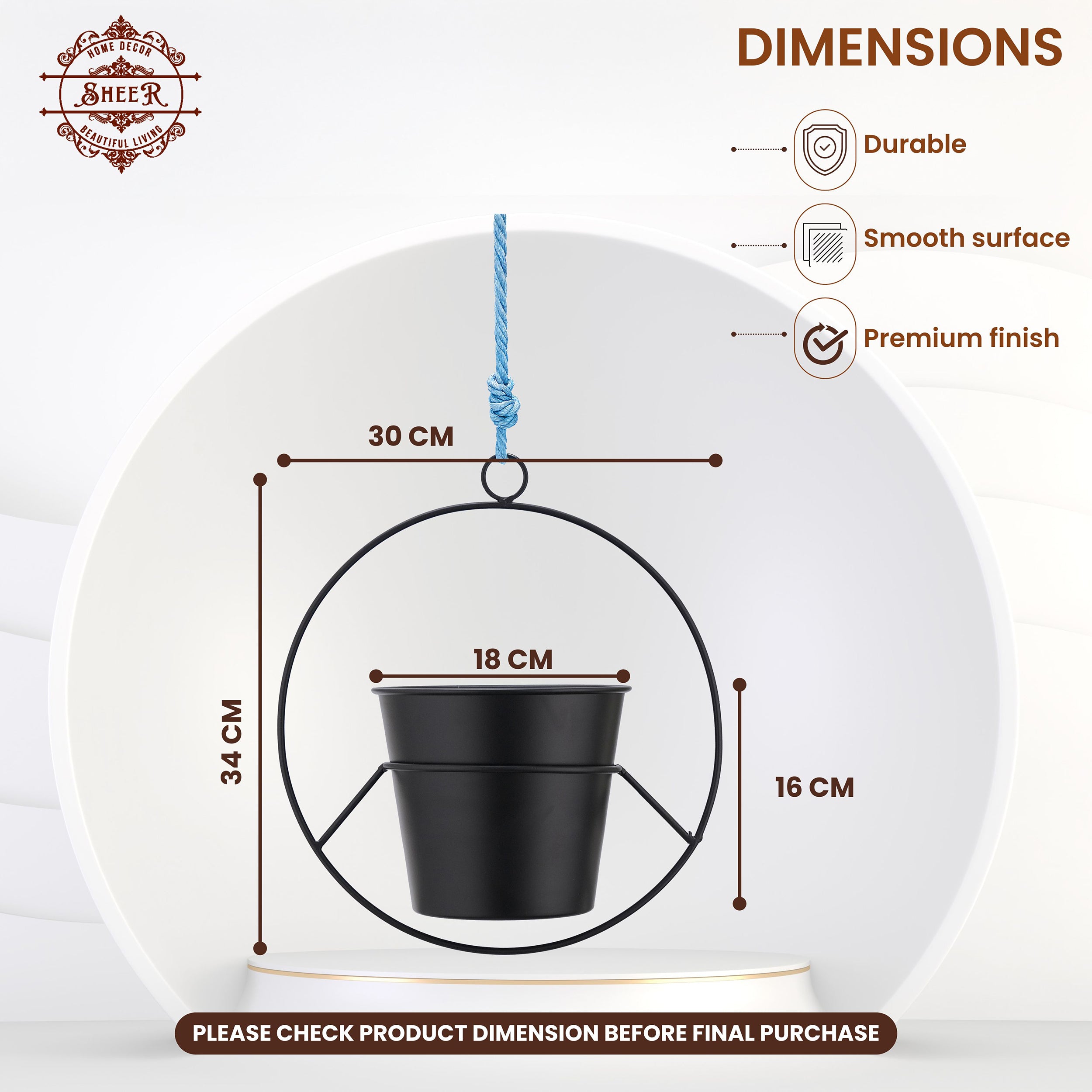 Modern Black Hanging Vase