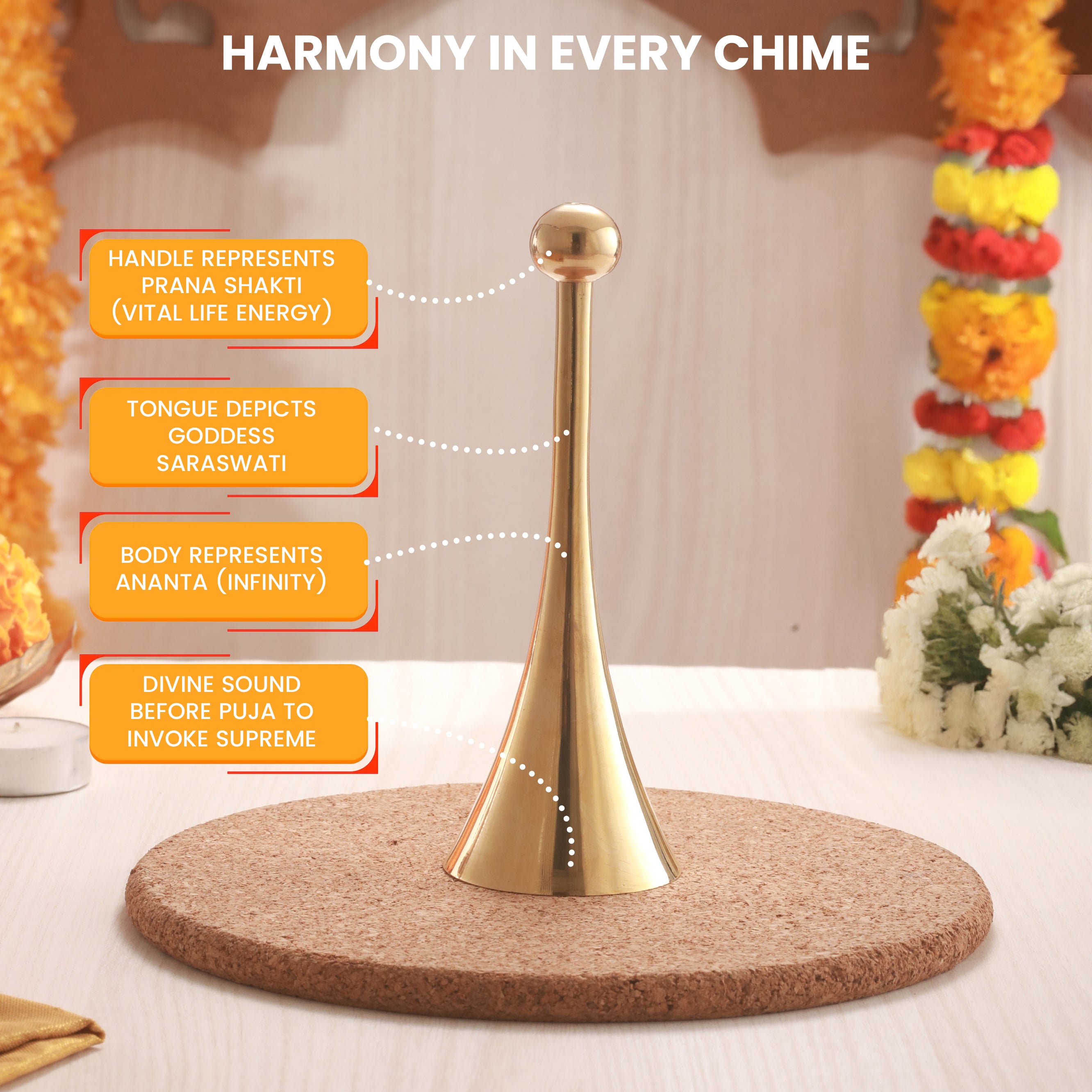 ELEGANT BRASS CONE BELL - SINGLE